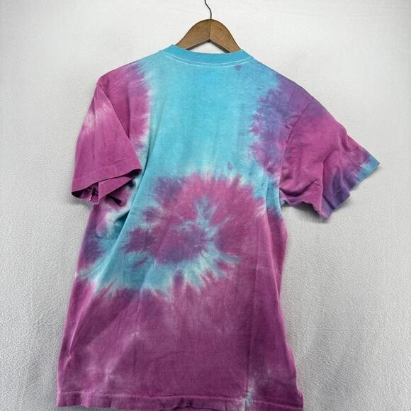 Vintage BVD Blank Shirt men's Large Blue Purple Tie Dye Single Stitch Pocket 90s - Picture 7 of 8